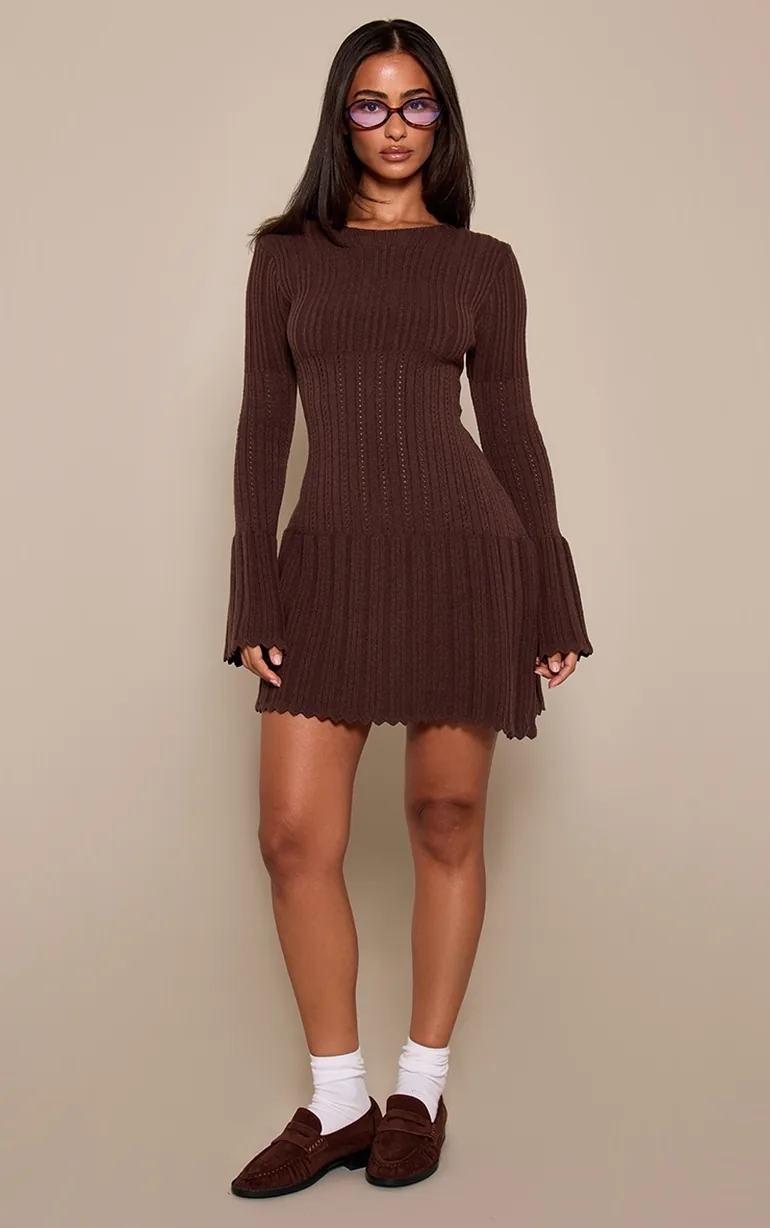 chocolate brown mini dress long sleeve boohoo Women's Tailored Long Sleeve Mini Dress