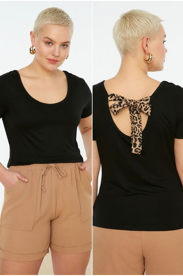 Plus Size Blouse - Black - Fitted