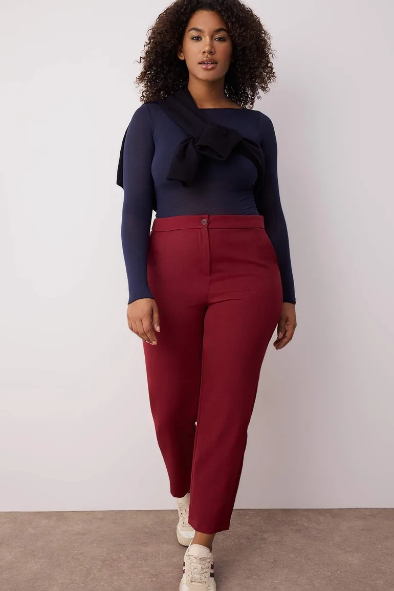 burgundy cigarette trousers Regular-Fit in Velvet - If you enjoy a great pair of pant to style up and down then this the ideal pant for you Burgundy Cigarette Woven Fabric Trousers