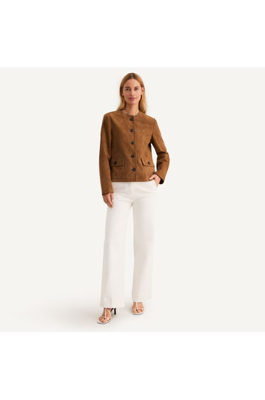 Leather Jacket with Press-Stud Fastening