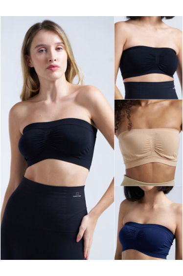 Set of 3 - Solid Bandeau Non Padded Bra