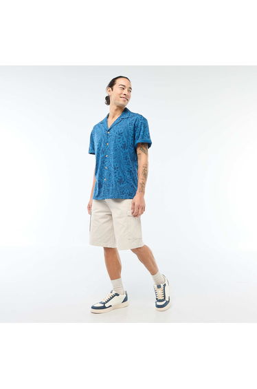 Short-Sleeved Patterned Shirt BLUE