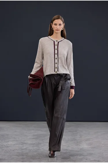 Trendyolmilla Studio Gray Wool Piping Detailed Knitwear Cardigan