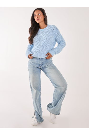 Zig Zag Detail Cropped Knit Jumper