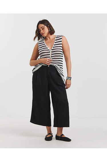 Black Crop Wide Leg Jeans