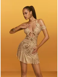 Reut Halterneck Ruched Mini Dress - 1