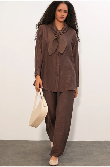BDART Textured Shirt And Wide-Leg Trouser Set