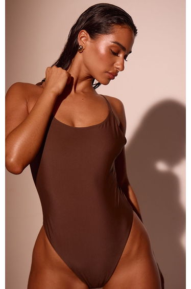 Chocolate Basic Low Back Swimsuit