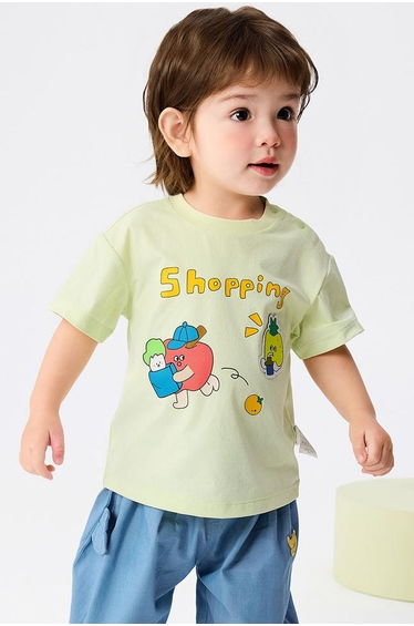 Boys' Printed T-Shirt With Shoulder Buttons
