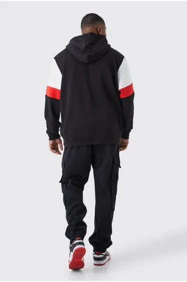 Plus Elastic Waist Multi Cargo Pocket Slim Fit Jogger - black