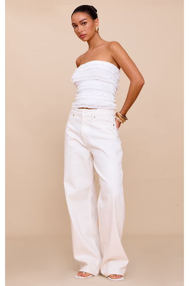 White Frill Detail Bandeau Top