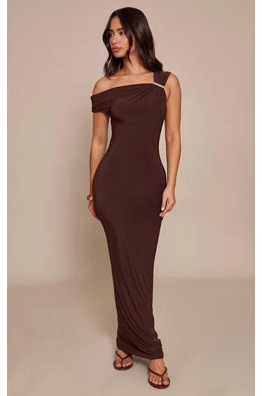 Petite Chocolate Trim Detail Maxi Dress
