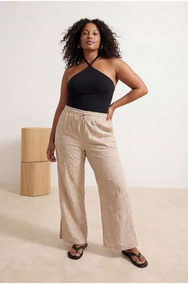 Mink Floral Embroidered Plus Size Beach Pants