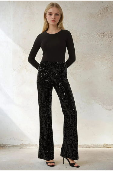 Flared Sequin Pants