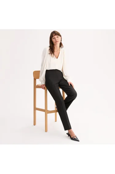 Straight Trousers in Stretc Polyviscose