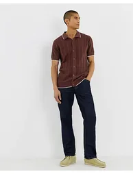 Button Through Texture Knitted Polo