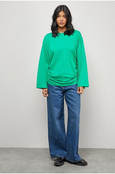 Drawstring Channel 3/4 Sleeve Top