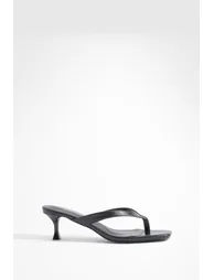 Low Heel Square Toe Post Heeled Mules - black - 2