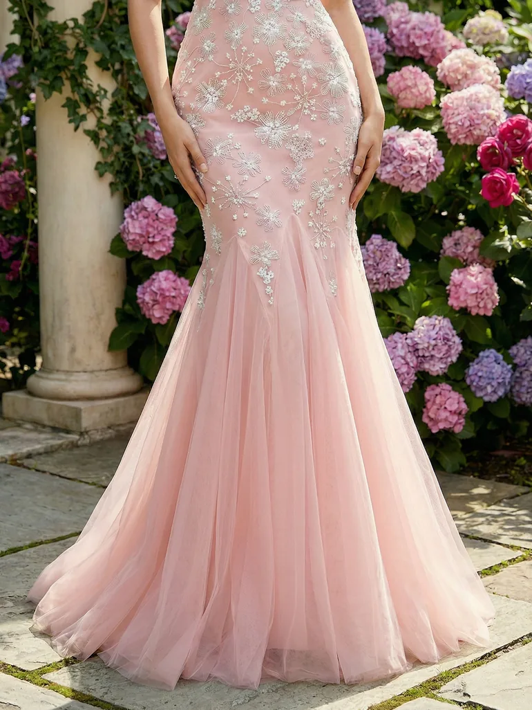 Leely Women's Elegant Deep V Neck Sleeveless Prom Dress - 4