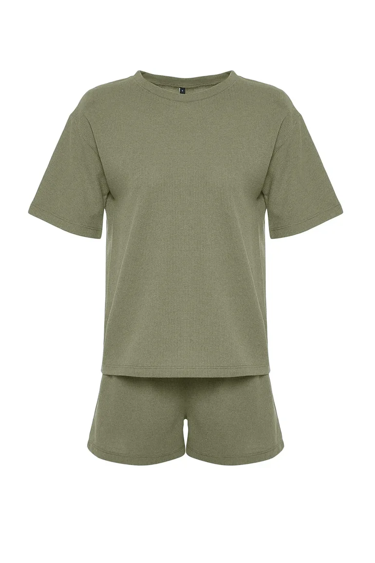 Pajama Set - Khaki - Plain - 3