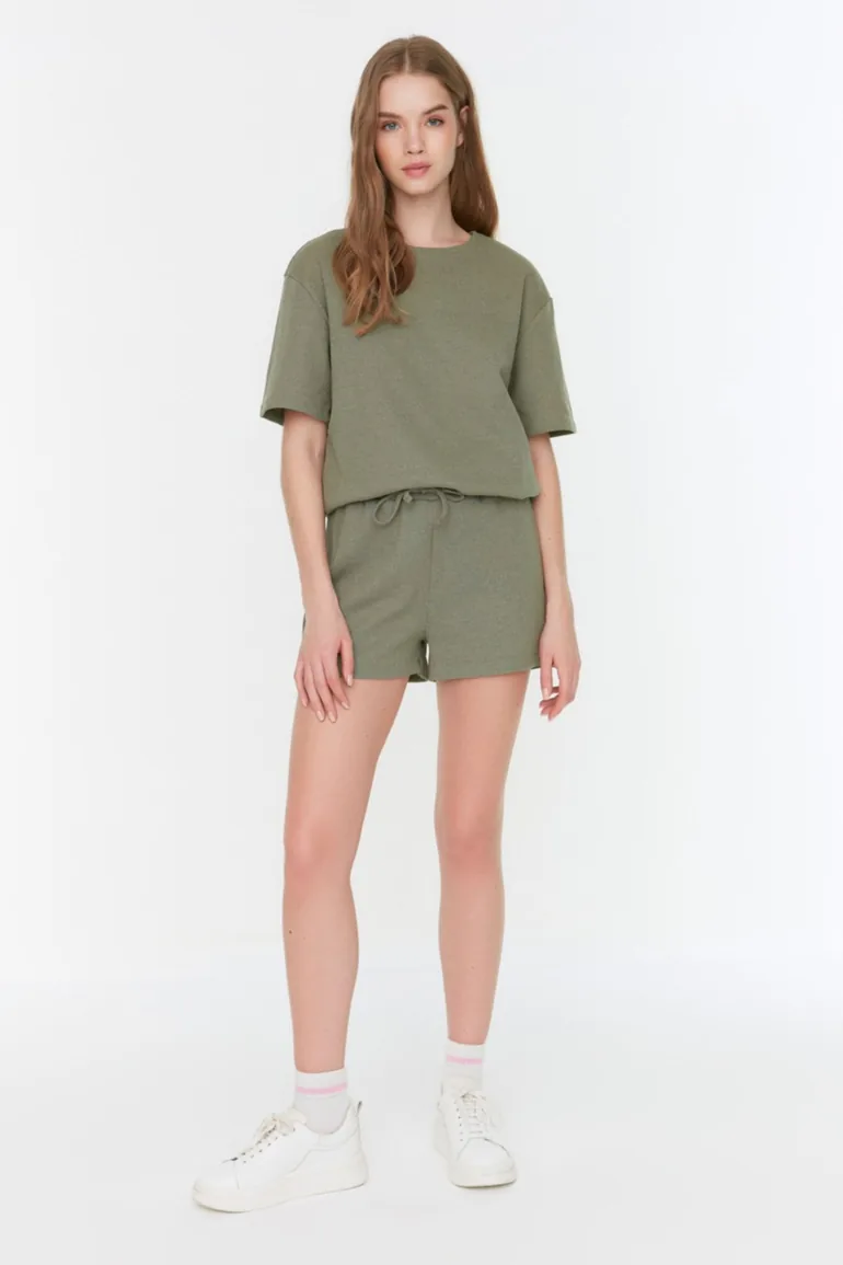 Pajama Set - Khaki - Plain - 2