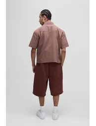 قميص كاروهات بتصميم واسع بجيوب لون بني - 1