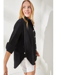 Olalook Black Long Sleeve Collared Shirt