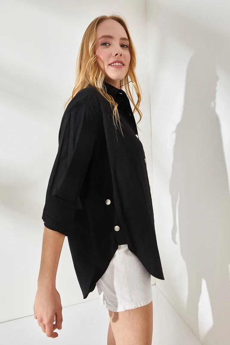 Olalook Black Long Sleeve Collared Shirt - 5