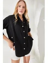 Olalook Black Long Sleeve Collared Shirt - 2