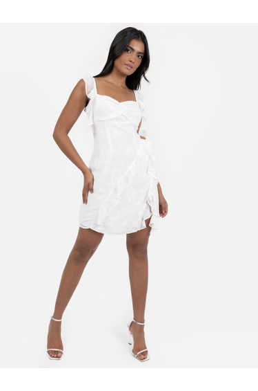 Anaya With Love Recycled White Floral Cami Mini Dress with Ruffle Detail