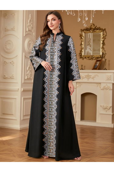 Women Black Embroidered Jalabiya
