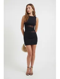 Black Plain Woven Sandy Short / Mini Unlined Dress