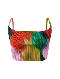 Multi Print Plisse Strappy Cowl Neck Top - 4