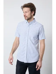 Light Blue Classic Check Short Sleeve Shirt - 3
