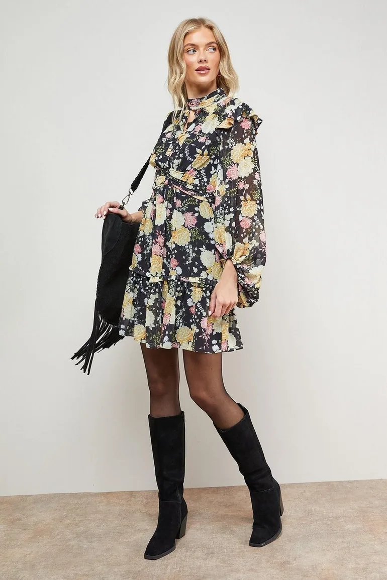 high neck fit and flare dress High-Neck Fit & Flare Gown – Samant Chauhan