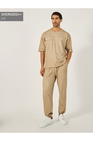 Acid Wash Round Neck T-Shirt and Oversize Joggers Co-Ords