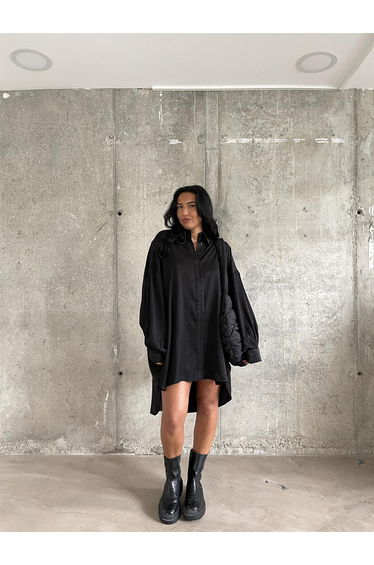 Black Hi-Low Shirt-Dress
