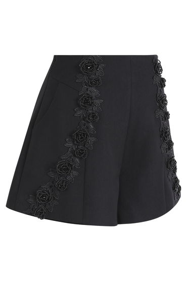 Edgy 3D Beaded Rose Embroidery Shorts for Date Nights & Fashionable Gatherings product thumbnail 4
