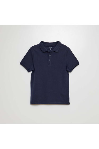 Plain piqué knit polo shirt BLUE