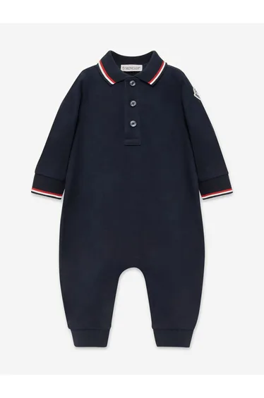 Baby Boys Polo Romper in Navy