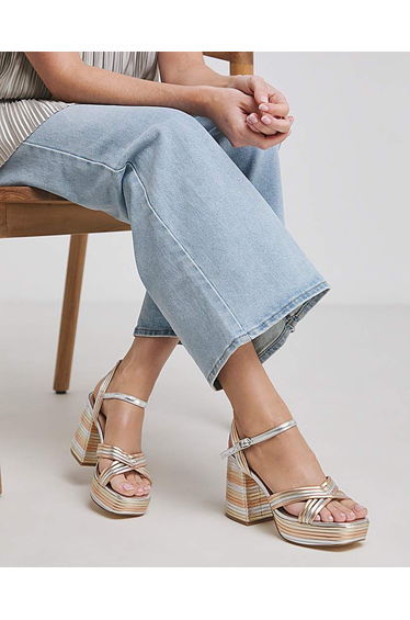 Multi Strap Platform Heel Wide