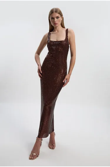 Petite Premium Crystal Embellished Jersey Midi Dress