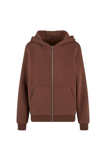 Build Your Brand Womens/Ladies Fluffy Full Zip Hoodie - Chocolate Brown