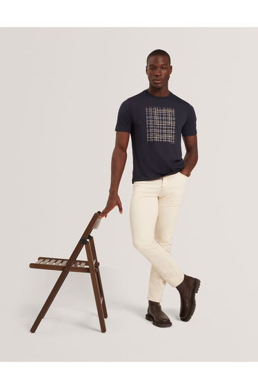 Sionan Ss Box Print T-Shirt Navy