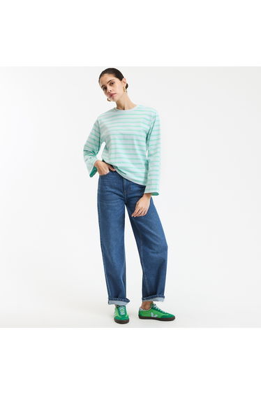 Striped Crew Neck T-Shirt with Long Sleeves