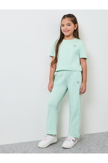 Girls Cotton Crop Top and Joggers Set
