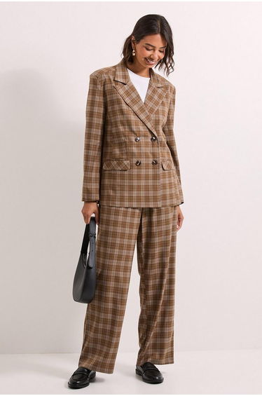 Elasticated Waist Wide Leg Stripe Trouser