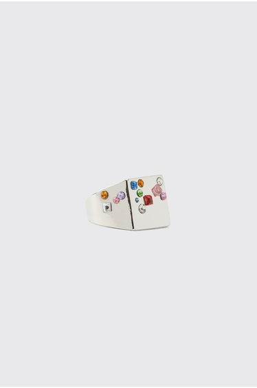 Mixed Gem Stone Ring - silver