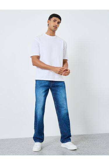 Men Dark Wash Relaxed Fit Jeans