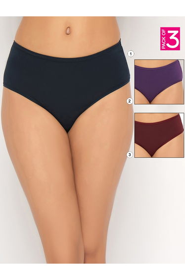 Pack of 3 - Solid Mid Rise Hipster Briefs